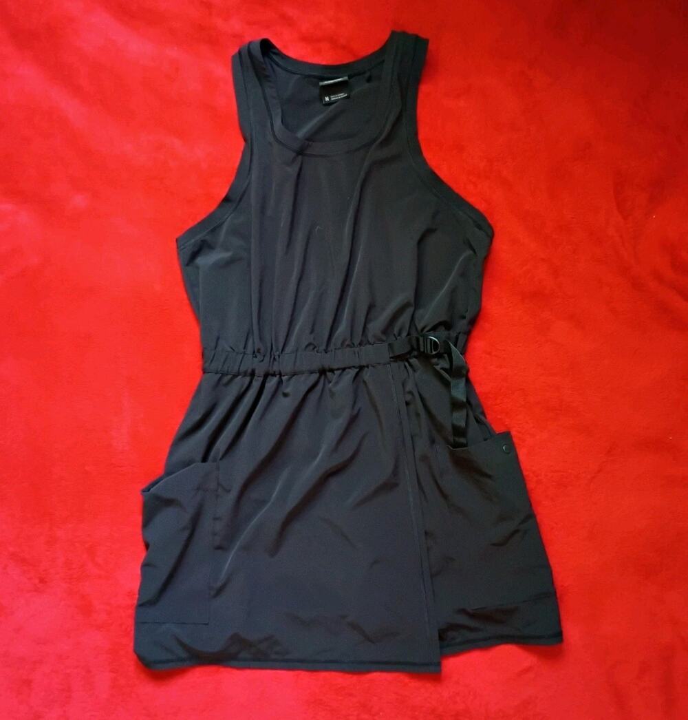PrAna Railay Pocket Dress Women Sz M Black Sleeveless UPF 50+ Racerback